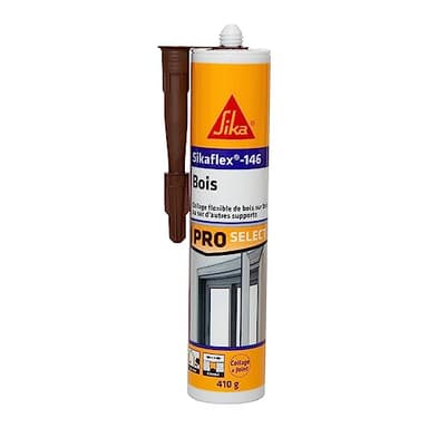 SIKA - Colle de fixation spéciale bois - Sikaflex-146 Bois - Marron - Tous supports bois et maçonnerie - Collage et calfeutrement en intérieur et extérieur - Simple application avec pistolet - 290ml