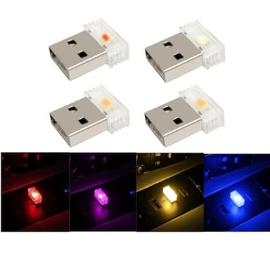 JZK Mini-USB-LED-Licht, éclairage intérieur de voiture sans fil, petit éclairage de nuit, 4 pièces, bleu pruple rouge jaune