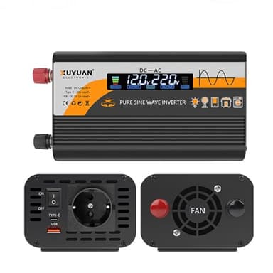 800W Convertisseur 12V 220V Pur Sinus: Onduleur à Transformateur avec Allume Cigare Prise Electrique Et Dual AC Prises Et écran LCD, Inverter Trasformatore Caricatore pour RV Voiture De Camion