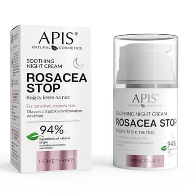 Apis ROSACEA-STOP Crème Apaisante, Réduit les rougeurs, Anti-inflammatoire, Calme les érythèmes, Renforce le teint Raffermit, Acide azélaïque, 94% des ingrédients sont d'origine naturelle 50 ml