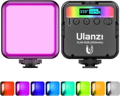 Lumiere Photo, ULANZI VL49 LED Photo RGB avec Batterie Intégrée Charge, RGB Full Color Mode, éclairage Lampe Vidéo Portable 2500K-9500K Couleur Température Réglable pour la Photographie (VL49)
