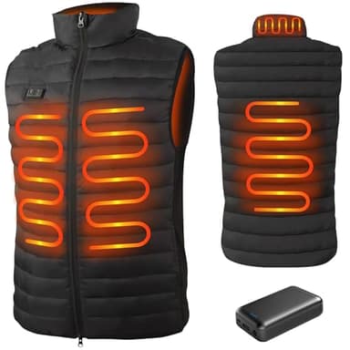 seenlast Veste Chauffante Homme, Gilet Chauffant Homme avec Batterie 10000mAh 5V Incluse, Doudoune Chauffante avec Chauffage 4 Zones et 3 Niveaux pour Ski Moto Chasse Camping, Lavable en Machine