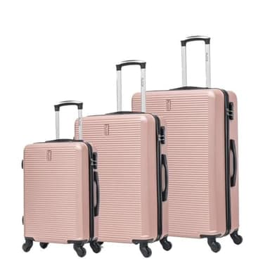CELIMS - Set Valise Rigide 3 Pièces | Cabine + Moyenne + Grande Taille | 55x35x25 cm + 65cm + 75cm | Valise Lot de 3 | Rose Gold