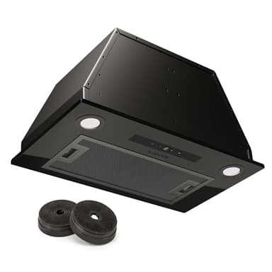 Klarstein Hotte Aspirante Encastrable 52 cm, Hotte Aspirante Silencieuse, Hotte de Cuisine avec Lampes LED, Débit d'Air Puissant 439 m³/h, Minuterie, Commandes Tactiles, Hotte avec Évacuation