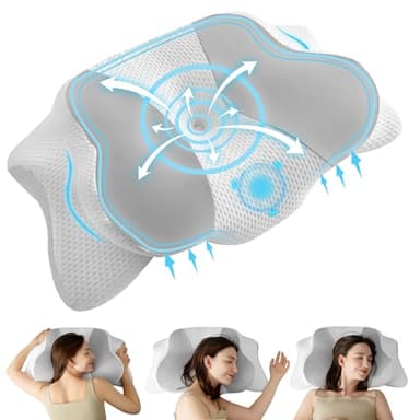 Uniency Oreiller Ergonomique Cervical,Oreiller Memoire Forme, Anti Ronflement,Coussin Cervicales Douloureuses,Coussin pour Les dormeurs sur Le côté, Le Dos et Le Ventre(Gris) (Gris, 66x40x14cm)
