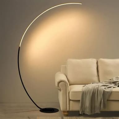 Wylolik Lampadaire à arc de 65 pouces avec télécommande lampadaire moderne avec trois températures de couleur réglables LED noires Lumière ambiante de courbe changeante de couleur pour chambre et salo