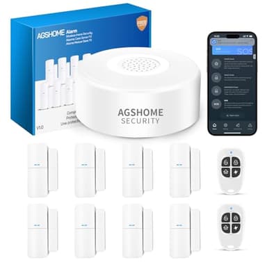 AGSHOME Alarme Maison sans Fil 11 Pack, Alarme Maison Wi-FI 120dB avec App, Compatible avec Alexa et Google Assistant, pour Fenêtre, Camping-Car, Appartement et Garage