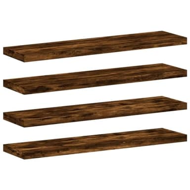 vidaXL Étagères Murales 4 pcs, Tablettes Suspendues avec Rangement, Étagères à Livres Flottantes, Décorations de Salon, Chêne Fumé Bois d'Ingénierie