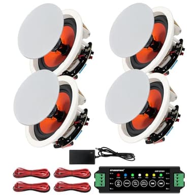 STUDIOFINIX - Haut-parleurs intégrés pour plafond Bluetooth 6,5" et 600 W, système d'enceintes encastrées pour intérieur, cuisine, home cinéma, chambre à coucher, bureau, patio couvert (4