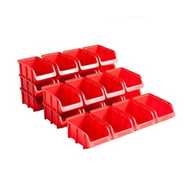 hünersdorff Set 24 tiroirs de rangement empilables, Boîtes de rangement, Rangement d'outils, haute stabilité dimensionnelle et capacité de charge, en polypropylène (PP), taille 2, rouge