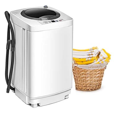 GOPLUS Mini Machine à Laver à Godet Unique, Puissance de 240W, Lave-linge avec Panneau de Commande Multifonction, Capacité de 3,5KG, avec Pompe de Drainage, Idéal pour Appartements Résidentiels