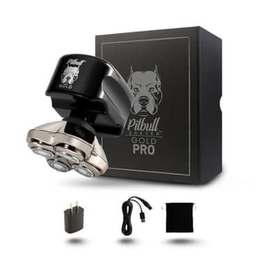 Skull Shaver Pitbull Gold Pro - Rasoir Tête et Visage - Sans Fil, Utilisation Humide et Sèche, Résistant à l’Eau, Format Voyage - Lame Forte 4 Head