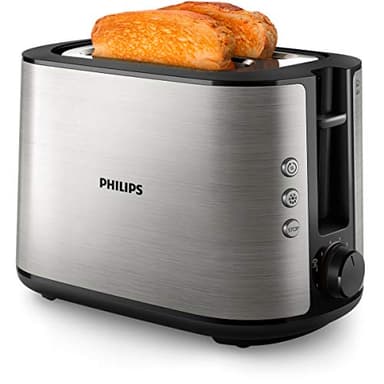 Philips HD2650/90 Grille-pain en acier inoxydable (950 W, 8 niveaux de brunissage, grille réchauffe-viennoiseries, fonction décongélation et réchauffage, bouton d'arrêt, fonction lift)