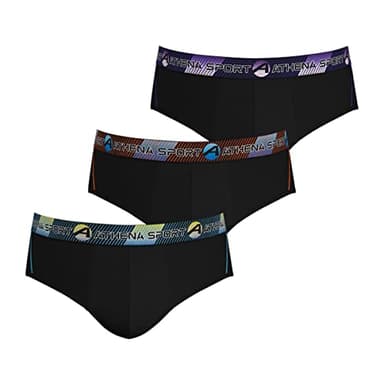 Athena - Lot de 3 Slips Homme Athena Sport Training Dry - Microfibre Ultra Extensible Respirante, Séchage Rapide - Label Oeko-TEX - Noir-Noir-Noir, 3 (M)