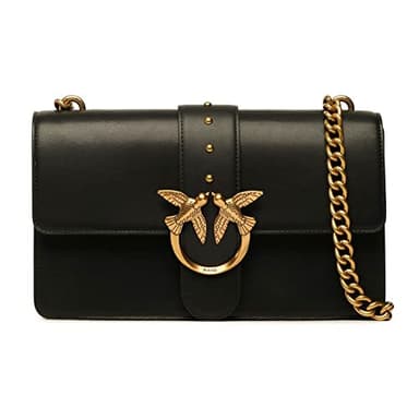 Pinko Love One Classic C veau soie, sac femme, taille unique, Z99q_noir-antique Gold, Taille unique