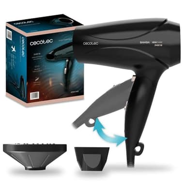 Cecotec Sèche Cheveux Ionique Compact avec Diffuseur Bamba IoniCare 5450 Power&Go Pro Fire. Puissance de 2400W, avec Technologie Ionique réelle et grand débit d'air, Fonction d'air froid (Bronze)