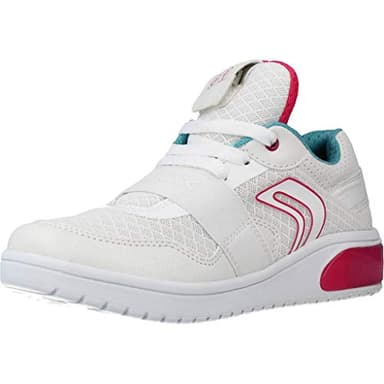 Geox Fille J Xled Girl A Sneakers, White/Fuchsia, 34 EU