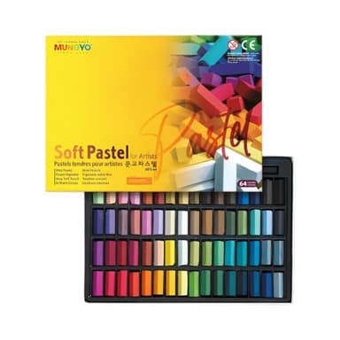 Pastels tendres carrés non toxiques Mungyo, Soft Pastel, 64 pièces, couleurs assorties (B441R078-7003A)