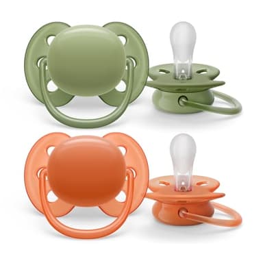 Philips Avent ultra-douce - sucettes, sucettes douces et souples pour bébés âgés de 18 mois et plus, 0% BPA, avec étui de transport stérilisateur, pack de 2 (modèle SCF093/01)