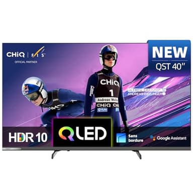 CHIQ L40QST 40 Pouces (101cm) Téléviseur QLED Pro Smart Google TV - Design Métal sans Cadre, 90% DCI-P3, HDR10, Dolby Audio, FHD, Commande Vocale