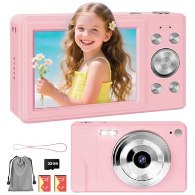 HERBYD Appareil Photo Numérique 56MP 1080P FHD avec Autofocus, Zoom Numérique 16X, Écran LCD 2,8", Carte SD 32GB & 2 Batteries - Compact et Léger Idéal pour Enfants, Débutants et Voyages