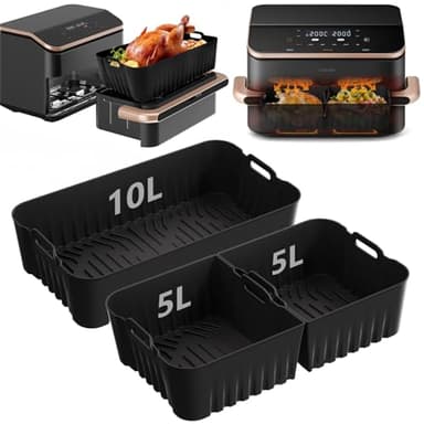 Moule Silicone Air Fryer pour COSORI Air Fryer 10L Twinfry, 3 pièces Moule Silicone Accessoires Cosori Airfryer, Réutilisable Plat pour COSORI TwinFry Dual Zone 10L