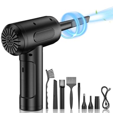 Soufflette Air Comprimé, 3 Vitesses 91 000 tr/min Bombe Air Sec Souffleur PC, Depoussierant Ordinateur Rechargeable par USB Avec Batterie 6000mAh pour Ordinateur Portable, Clavier, Voiture, Canapé
