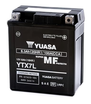 Yuasa YTX7L Batterie moto 12 V 100 CCA haute performance, AGM VRLA, sans entretien