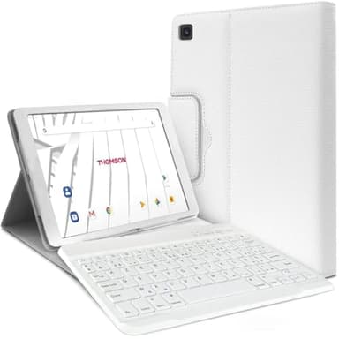 KARYLAX - Étui de Protection Blanc avec Clavier Azerty Bluetooth pour Tablette Thomson Origin 1010 (10,1 Pouces)