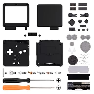 eXtremeRate Coque Remplacement avec Boutons Complète pour Gameboy Advance SP GBA SP, Coque Customisée Compatible avec Écrans IPS et LCD Standard, Console et Écran Non Incluse,Noir