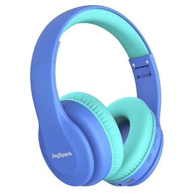 JoySpark Casque Bluetooth léger sans fil pour enfants, volume limité à 85/94 dB, 60 h de lecture, Bluetooth 5.3, casque supra-auriculaire bleu avec micro