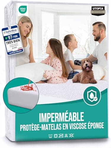 Utopia Bedding Protège Matelas 140 x 200 x 30 cm Imperméable, Viscose, Certifié Oeko-Tex, Alèse Drap Housse, Matelas Couvre, Respirant, Élastique Tout Autou