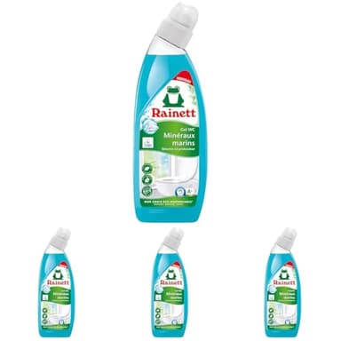 RAINETT - Nettoyant WC Minéraux Marins en Gel - Élimine les Mauvaises Odeurs, Calcaire & Tartre - Flacon 100% Recyclé - Ecolabel - 750 ml (Lot de 4)