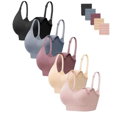 HBselect 5 PCS Soutien-Gorge de Maternité et d'Allaitement sans Couture, Gorge de Soins pour Femmes, Soutien-Gorge de Sommeil sans Couture, Multicolore, L