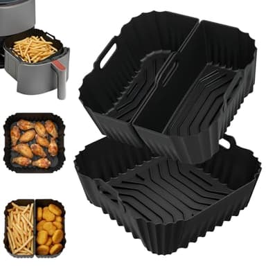Ecofocet Moule Silicone Air Fryer pour Philips Série 2000 6.2L, 3 Pièce Moule Air Fryer pour Philips 6.2L NA230, 19-23CM Réutilisable Accessoires Plat Panier Silicone pour Ninja Max Pro 6,2L AF180EU