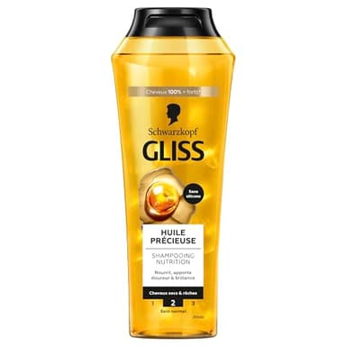 GLISS - Schwarzkopf - Shampooing Nutrition - Huile Précieuse - Sans Silicone - Nourrit - Apporte Douceur & Brillance - Cheveux secs & rêches - Cheveux 100% Plus Forts - Soin Normal - 250ml