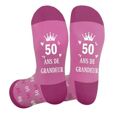 Gishnia Cadeau 50 Ans Femme - 50 Ans Femme Anniversaire Noël,Chaussettes Personnalisé,Idée Cadeau 50 ans Anniversaire pour Maman Mamie Tata Sœurs Amies Collègues Épouse