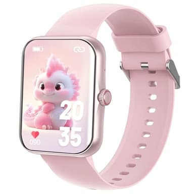 Alutoria Fitness Tracker Montre Connectée Enfant, 1,83" Smartwatch Montre Intelligente avec 100+ Modes de Sport Bluetooth Podomètre Moniteur de Sommeil Cadeau Ado Garçon Fille 6-16 Ans,Glossy Pink