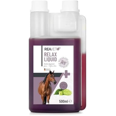 ReaVET Relax Liquide pour Chevaux 500ml - Cheval sédatif, Chevaux stressés et anxieux, apaisement nerveux du Cheval, Calme et sérénité