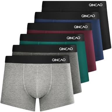 QINCAO Boxers Homme Lot de 6 Coton sous-vêtement Fitted Trunk Caleçons Ultra Doux Confortale,Multicolore ×6,L