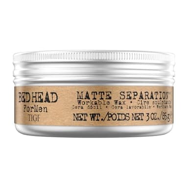 Bed Head For Men by TIGI - Matte Separation Cire coiffante - Produit professionnel à longue tenue pour homme - Formule à la cire d'abeille - Cheveux courts à mi-longs - 85 g