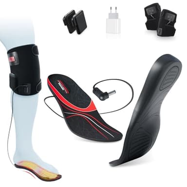 Semelle Chauffante, 7.4V Semelle Chauffante Rechargeable, 2 EN 1 Semelles Chauffantes & Genoux Chauds, Semelles Intérieure Chauffée Intelligente pour Sports - Ski Cyclisme Moto