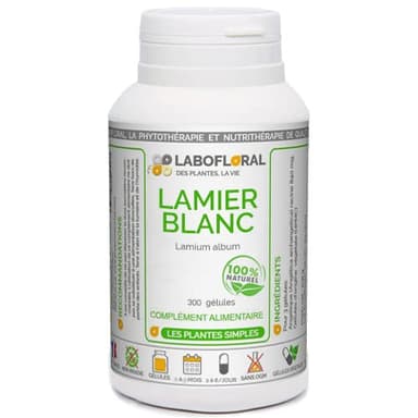 Lamier blanc Labofloral 300 gélules dosées à 210 mg - Complément alimentaire - Elimination, dépuratif naturel, digestion - Fabriqué en france