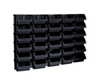 hünersdorff Lot de 30 boîtes de rangement empilables, taille 1, polypropylène (PP) incassable et recyclé, idéal pour les systèmes de rangement et de tri, les étagères, les rayonnages d'atelier, noir