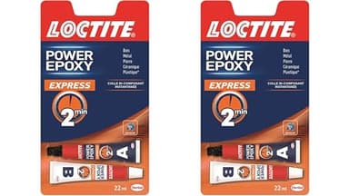 Loctite, Epoxy Express 2 Min Invisible Rapide, Colle Multi-matériaux, seringue 11ml (Lot de 2)