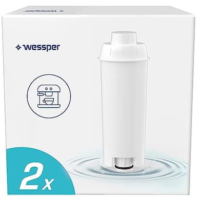 Wessper Cartouches Filtre à Eau Aqua Lunga Compatibles avec Machine à Café Automatique Delonghi DLSC002, SER3017 & 5513292811 – ECAM, ESAM, ETAM, SECAM – Lot de 2