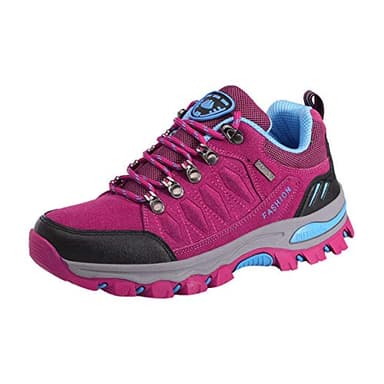 Chaussures imperméables pour femme - Coupe large - Antidérapantes - Légères - Avec fond épais - Respirantes et confortables - Pour randonnée, trekking, camping, rose vif, 39.5 EU