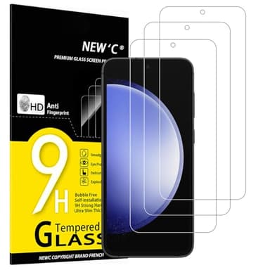 NEW'C Lot de 3, Verre Trempé pour Samsung Galaxy S23 FE 5G, Film Protection écran - sans Bulles d'air -Ultra Résistant (0,33mm HD Ultra Transparent) Dureté 9H Glass