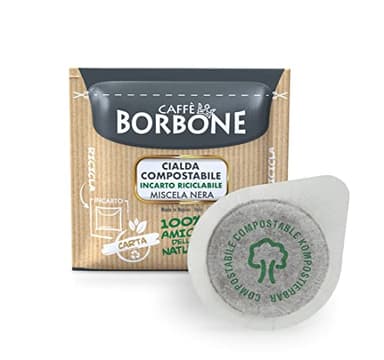 Caffè Borbone Dosette Compostable, Emballage Recyclable, Mélange de Café Noir - 100 Dosettes de Café - Système ESE
