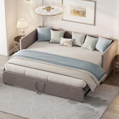 BSCFHCZ 90/180 x 200 cm Canapé lit 2 Places,Canapé-lit Convertible avec sommier à Lattes,Extensible, Pliant, pour Chambre à Coucher, Salon, Tissu Velours,Gris (sans Matelas) (Gris A)